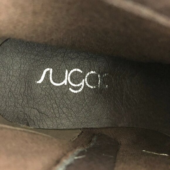 Sugar Womens Ankle Boots Booties Wedge Heel Faux Suede Zipper Buckle Brown 8.5 - Picture 9 of 9